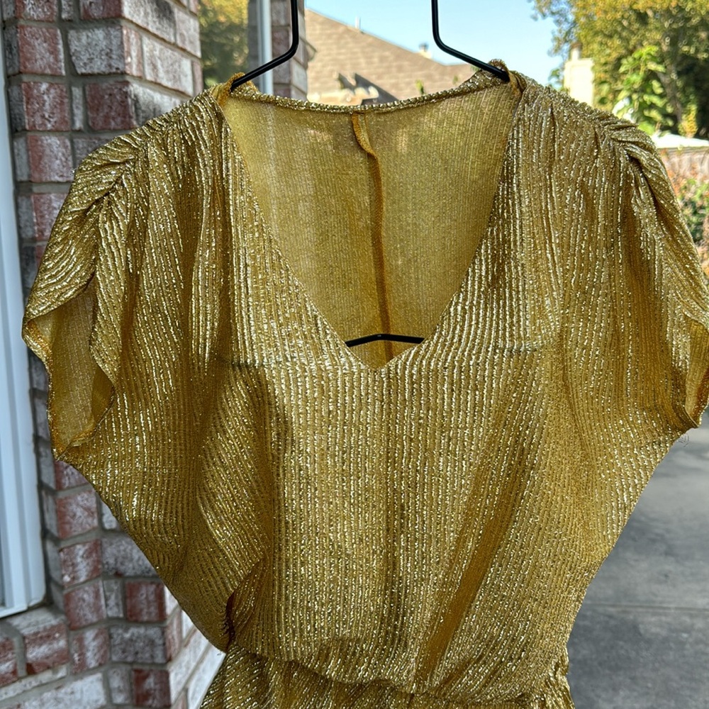 Nos Vintage Frederick’s Hollywood Gold 80s Metallic Textured S Top USA made